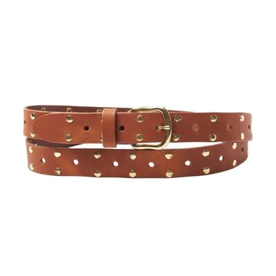 Belt Leather Long Gold Studs