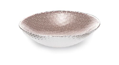 Ciotola in Vetro Colorato e Argentato Ø 20 cm Linea "Flores Cipria Perlato"