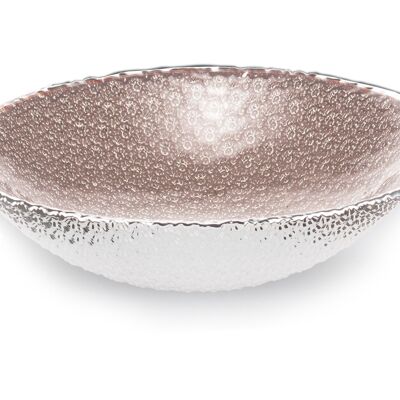 Colored and Silver Glass Bowl Ø 20 cm "Flores Cipria Perlato" Line