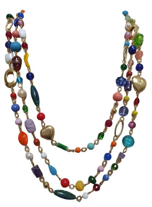 Collana tre fili multicolore base oro