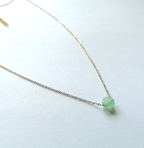 Collier minimaliste acier inoxydable doré et Aventurine verte