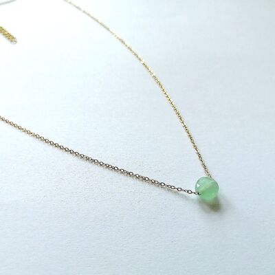 Minimalist gold stainless steel and green Aventurine necklace