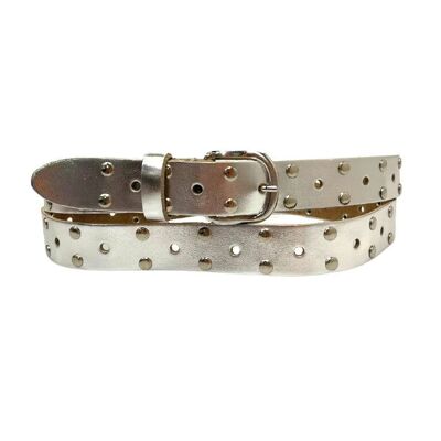 Belt Leather Long Silver Studs