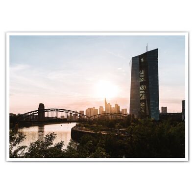 Sun over Frankfurt skyline