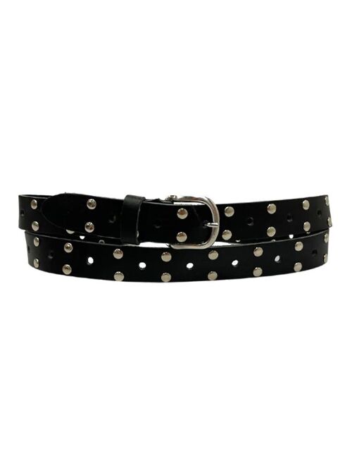 Belt Leather Long Silver Studs