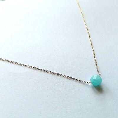 Collier minimaliste acier inoxydable doré et Amazonite