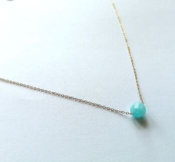 Collier minimaliste acier inoxydable doré et Amazonite