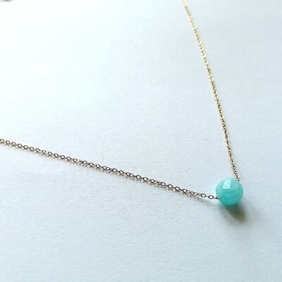 Minimalist gold stainless steel and Amazonite necklace