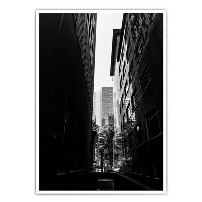 Vue à travers les immeubles de grande hauteur en noir et blanc - affiche de Francfort