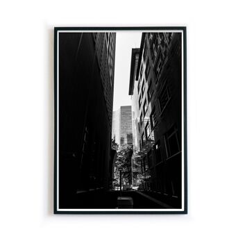 Vue à travers les immeubles de grande hauteur en noir et blanc - affiche de Francfort 2