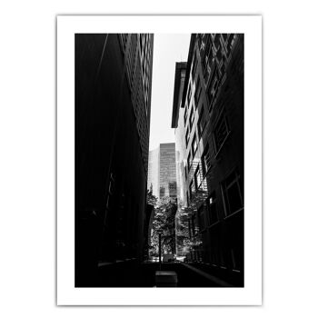 Vue à travers les immeubles de grande hauteur en noir et blanc - affiche de Francfort 4