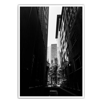 Vue à travers les immeubles de grande hauteur en noir et blanc - affiche de Francfort 7
