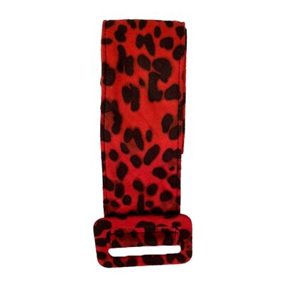 Cintura in pelle scamosciata rossa leopardata