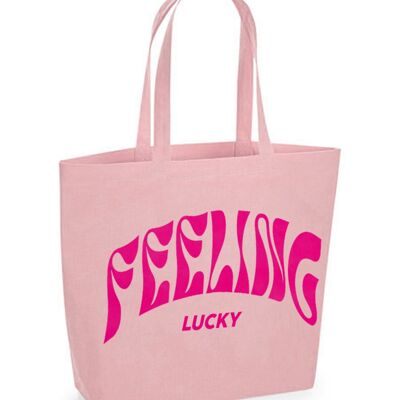 Canvas Bag Feeling Lucky Neon Pink Velvet