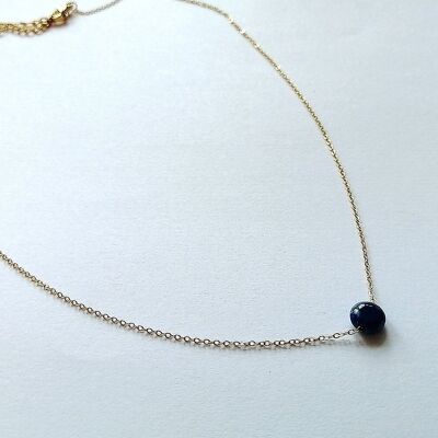 Minimalist gold stainless steel and Lapis-Lazuli necklace