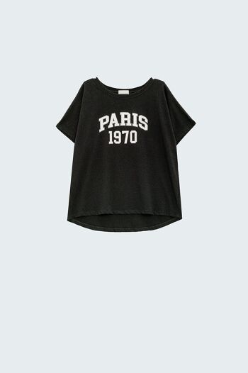 Camiseta Relaxed Negra estampada paris 1970 en Blanco 5