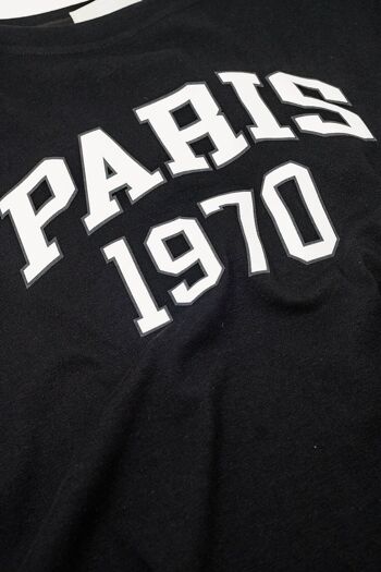 Camiseta Relaxed Negra estampada paris 1970 en Blanco 6