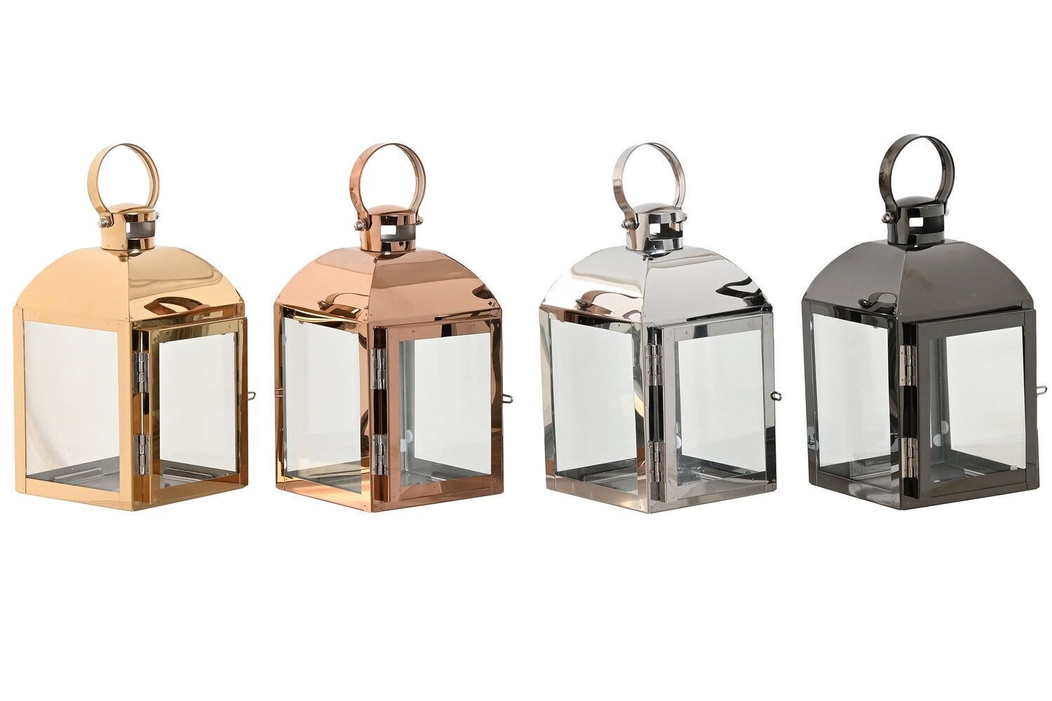 LAMPADA VETRO ACCIAIO MANICO 11X11X18 4 ASSORTIMENTI FA212402