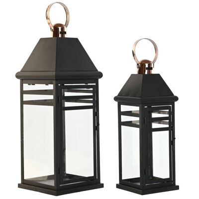 LAMPADAIRE SET 2 MÉTAL VERRE 19X19X50 NOIR FA209428