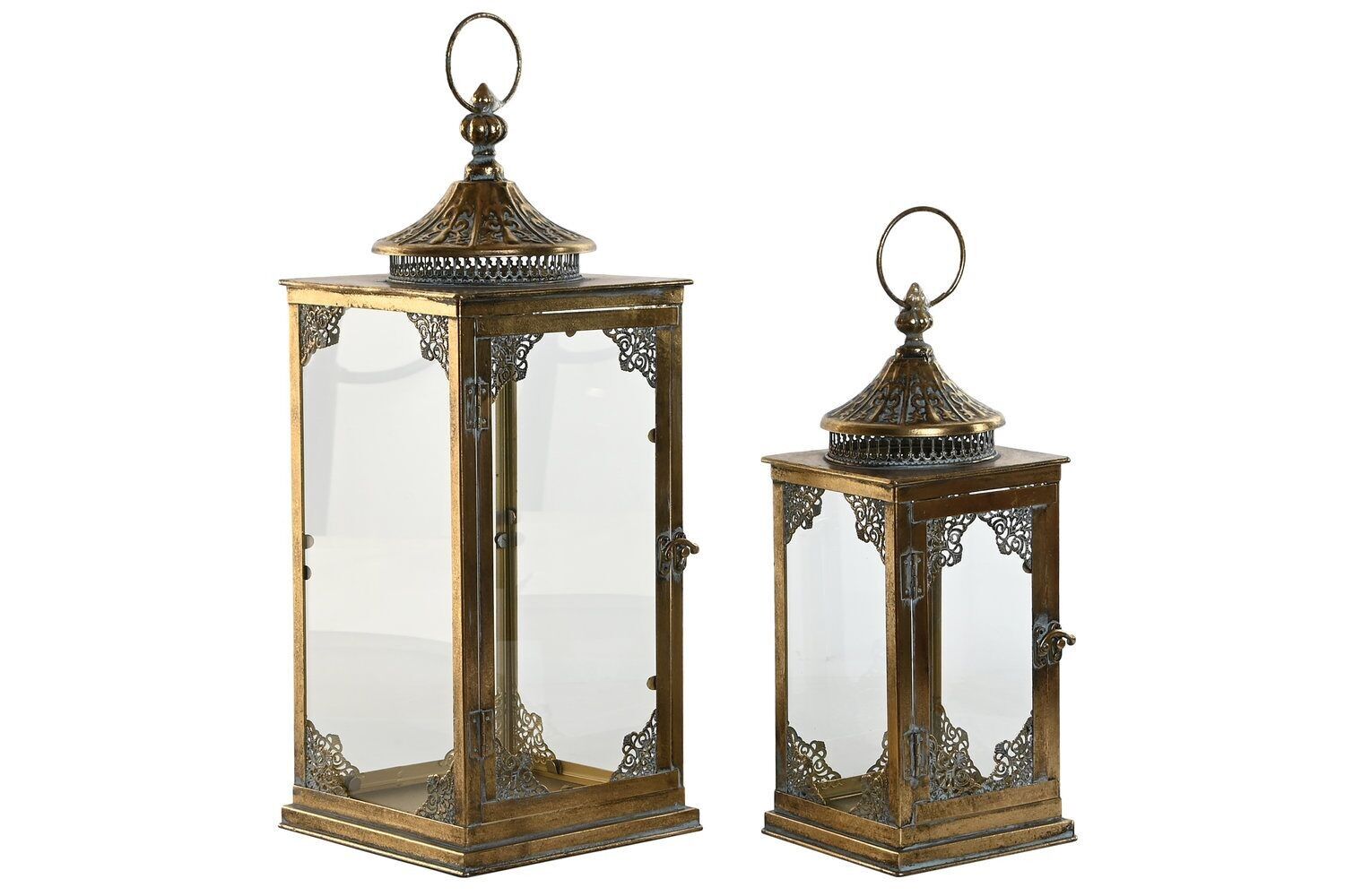 LAMPIONE STRADALE SET 2 METALLO VETRO 20X20X51 ORO FA209255