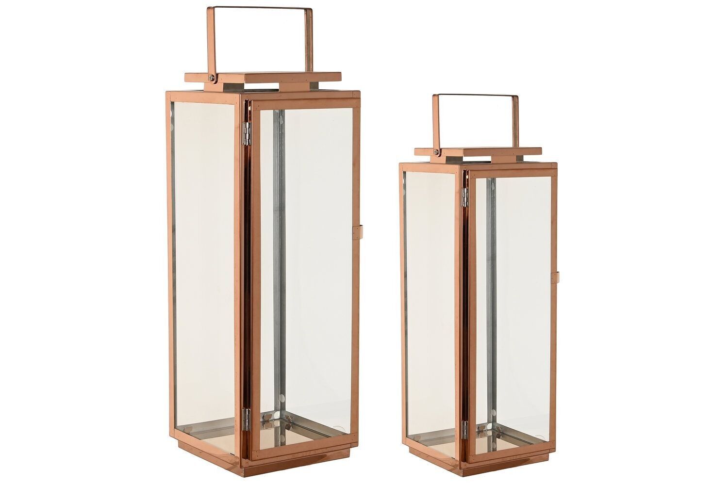 LAMPIONE STRADALE SET 2 METALLO VETRO 20X20X55 ORO ROSA FA209427