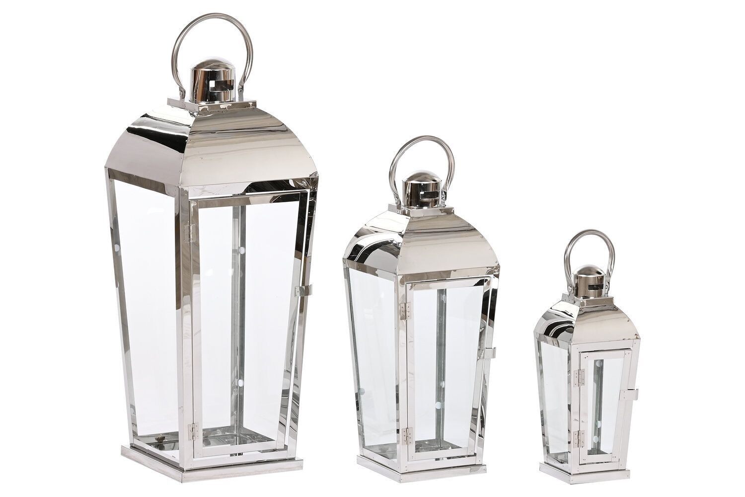 LAMPADA SET 3 VETRO ACCIAIO 23X23X60 MANIGLIA CROMATA FA212393