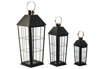 LAMPADAIRE SET 3 MÉTAL VERRE 23X23X58 NOIR FA209425 1