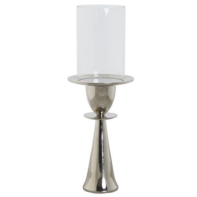 ALUMINUM GLASS CANDLE HOLDER 14X14X38 CHROME PV208334