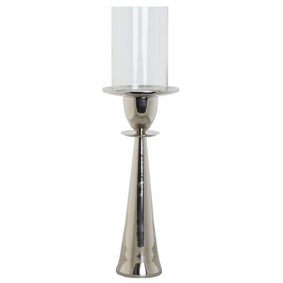 ALUMINUM GLASS CANDLE HOLDER 14X14X48 CHROME PV208333