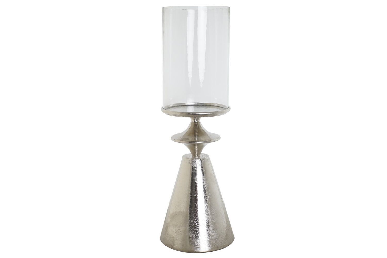 BOUGEOIR EN VERRE ALUMINIUM 24X24X72 ARGENT PV208331