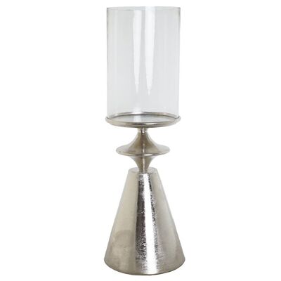 ALUMINUM GLASS CANDLE HOLDER 24X24X72 SILVER PV208331
