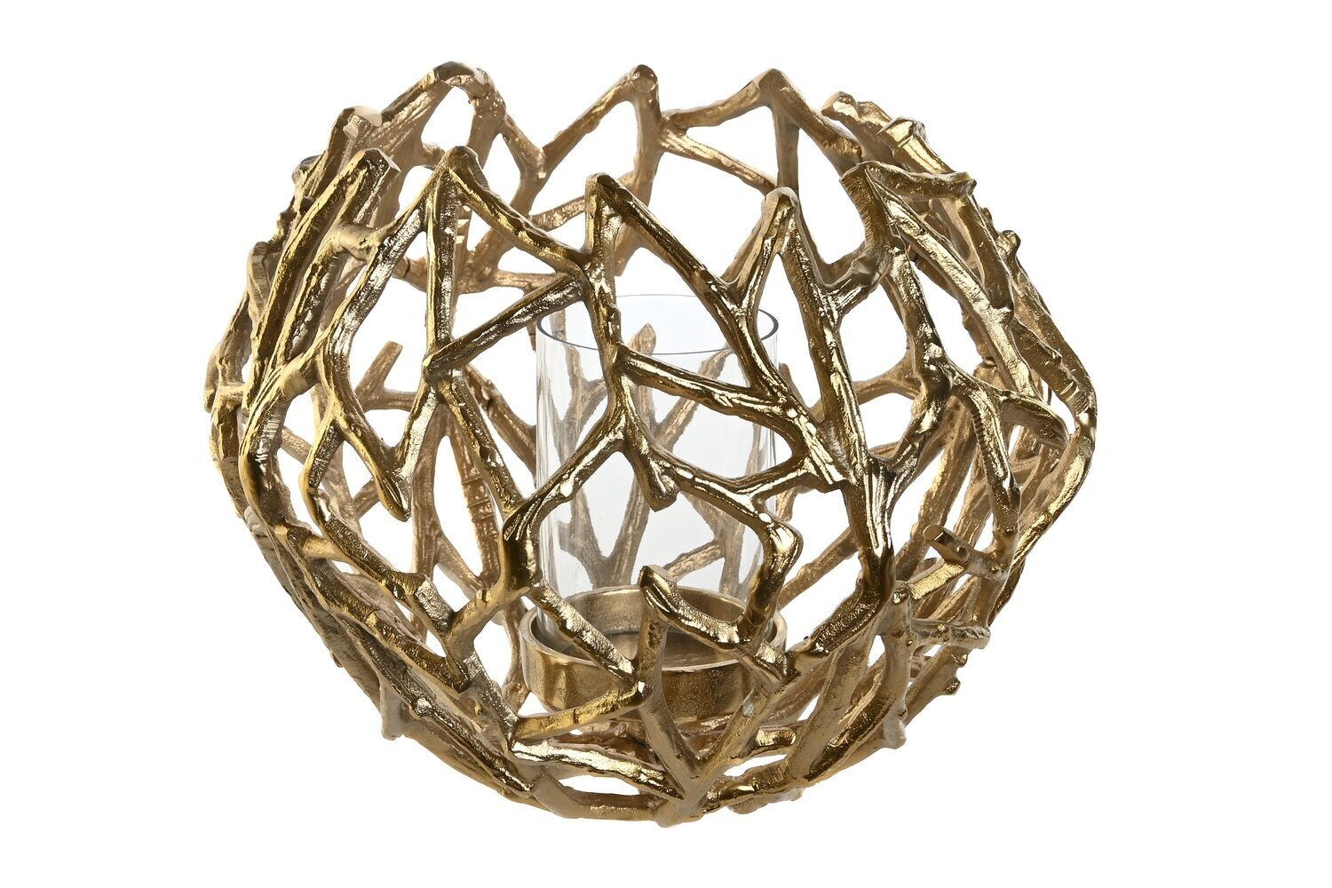 BOUGEOIR EN VERRE ALUMINIUM 30X30X21 OR LD208251