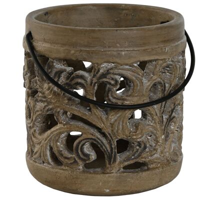 CEMENT CANDLE HOLDER 13X13X15 WORN GRAY PV209988
