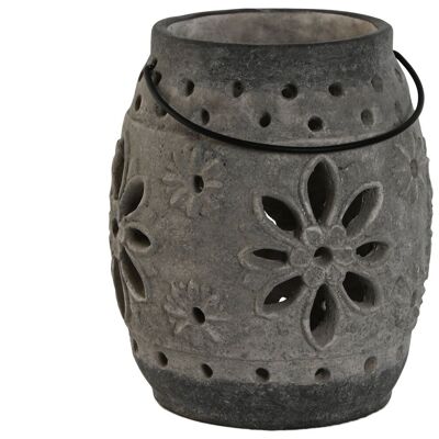 CEMENT CANDLE HOLDER 18X18X22 WORN GRAY PV209990