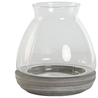 CRYSTAL CEMENT CANDLE HOLDER 20X20X21 WORN GRAY PV209987
