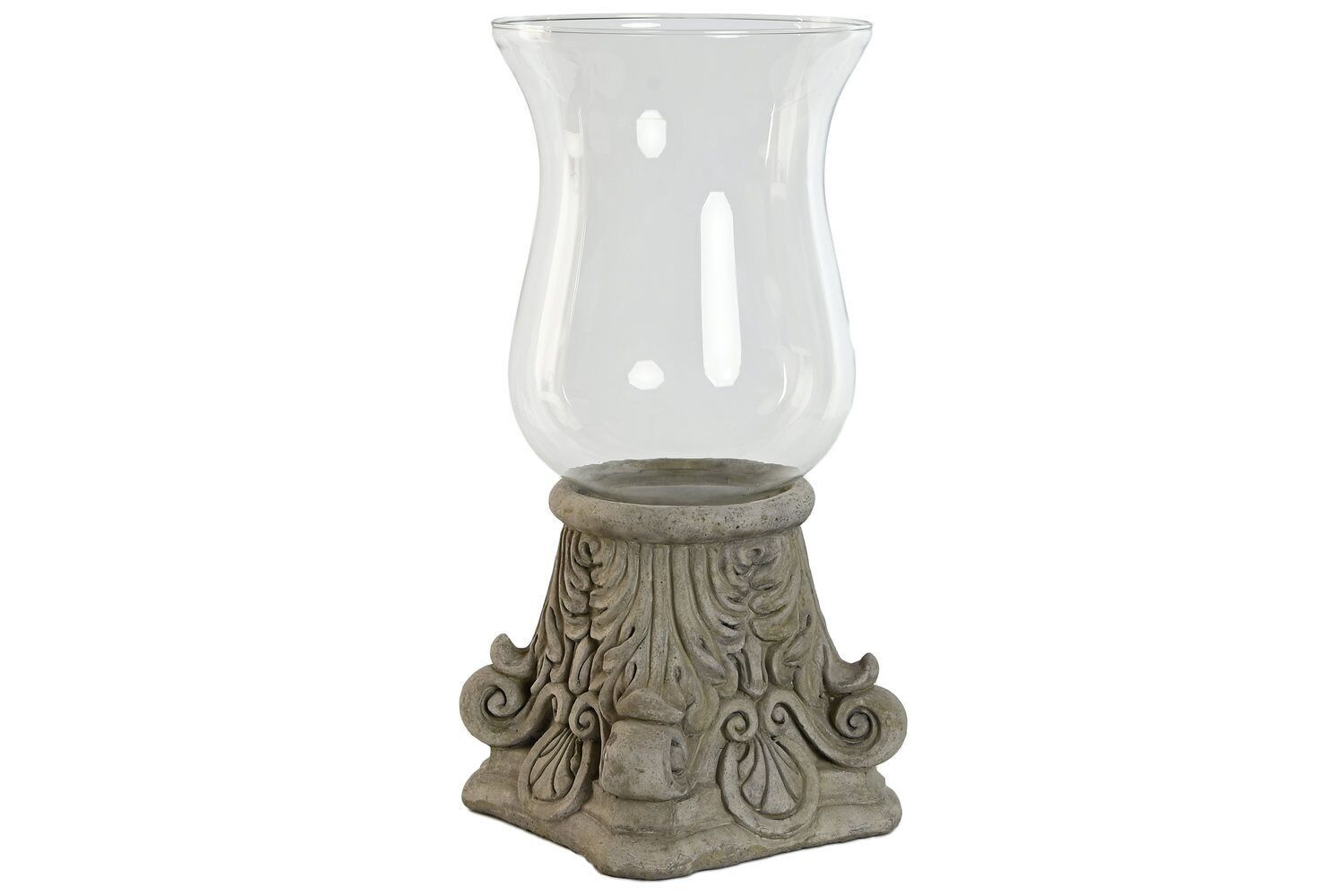 PORTACANDELE CRISTALLO CEMENTO 26X26X58 GRIGIO CONSUMATO PV209985