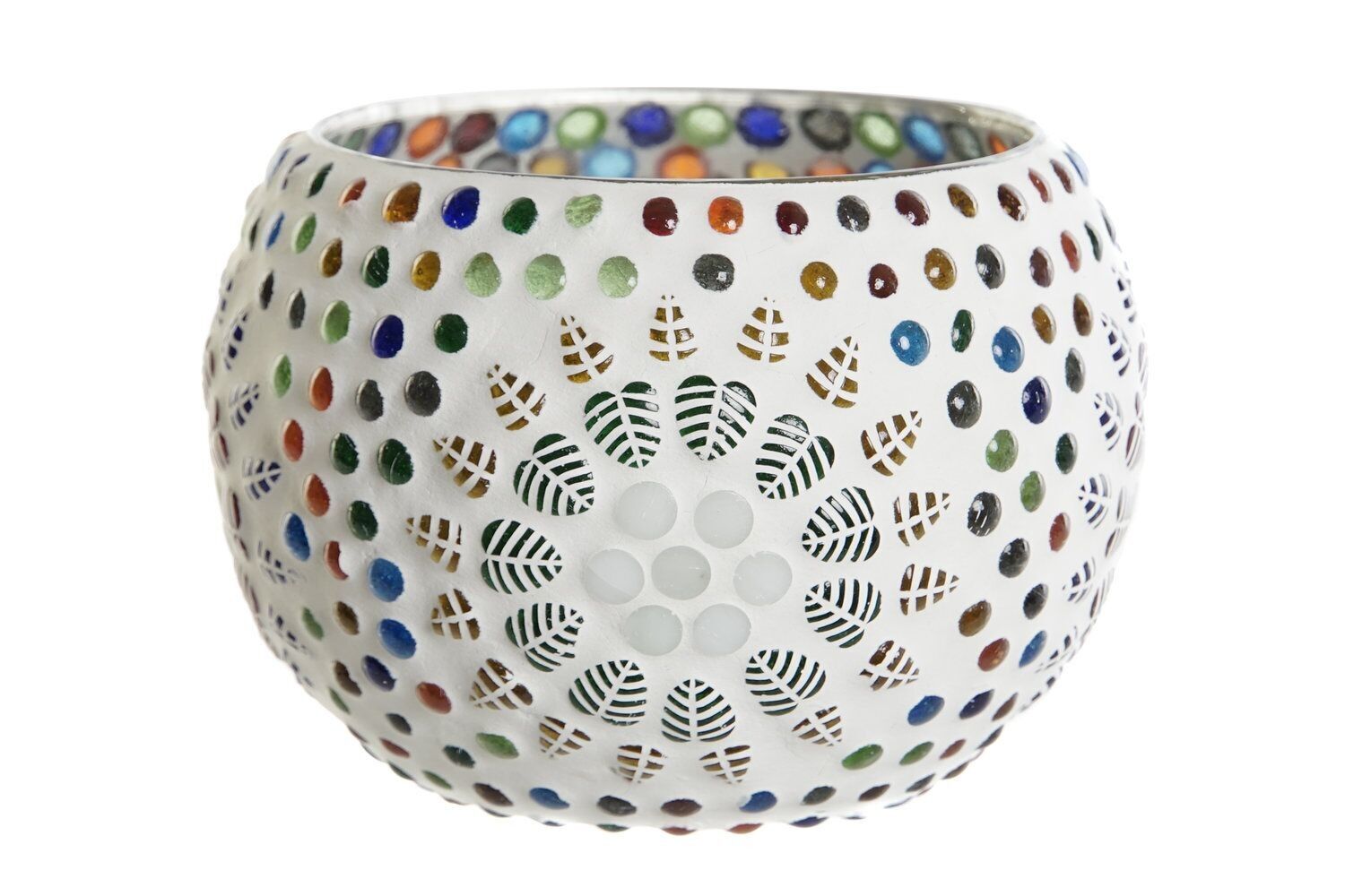 PORTACANDELE IN VETRO 13X13X9 MOSAICO MULTICOLORE PV208317