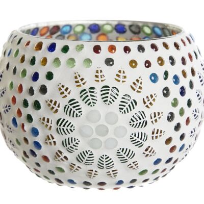 GLASS CANDLE HOLDER 13X13X9 MULTICOLOR MOSAIC PV208317