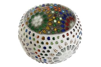 BOUGEOIR EN VERRE 13X13X9 MOSAÏQUE MULTICOLORE PV208317 3