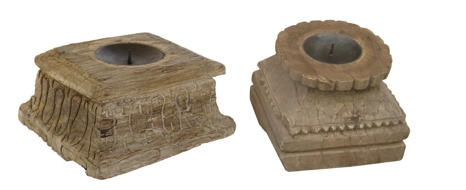 PORTACANDELE IN LEGNO 25X25X12 VECCHIO 2 SURT. LD208655