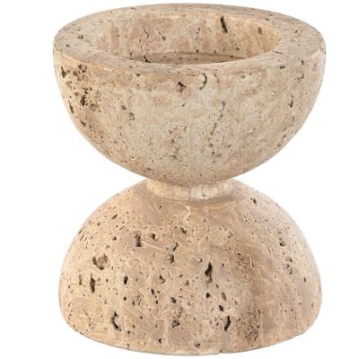 MAGNESIA CANDLE HOLDER 12X12X12.7 SIMIL BEIGE MARBLE PV212665