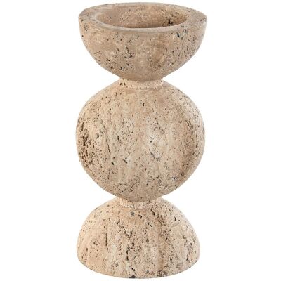 MAGNESIA CANDLE HOLDER 12X12X24 SIMIL BEIGE MARBLE PV212664