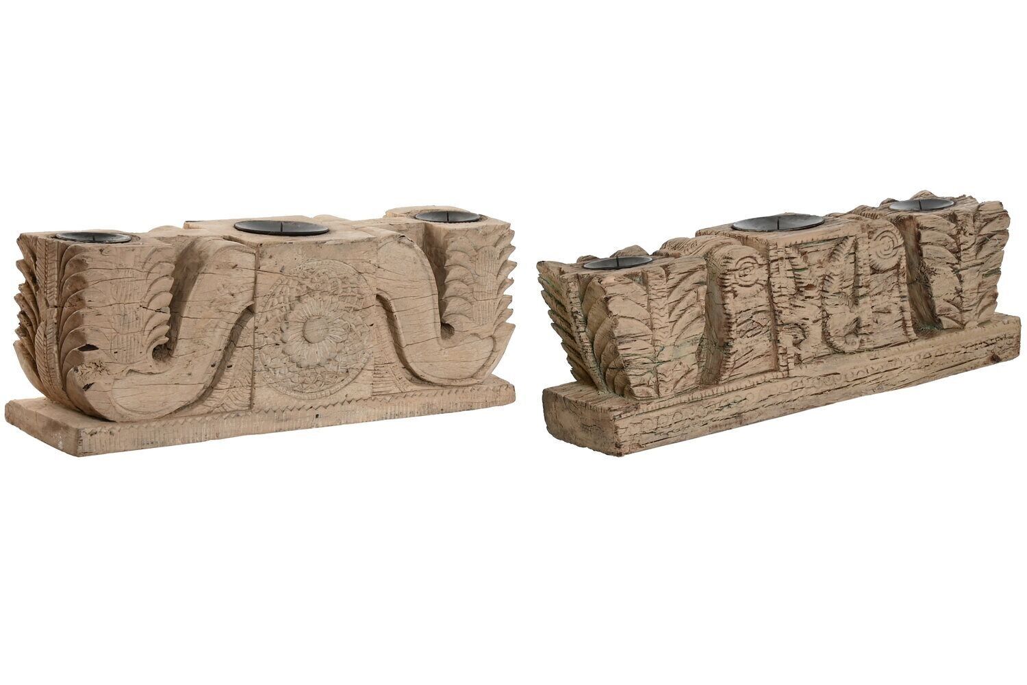 PORTACANDELE LEGNO INTAGLIATO 50X15X20 PEZZO UNICO LD213734