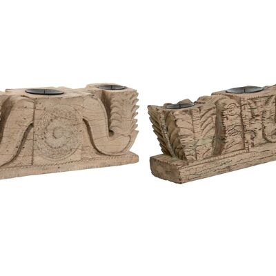 CARVED WOOD CANDLE HOLDER 50X15X20 SINGLE PIECE LD213734