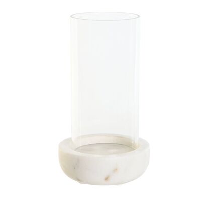 MARBLE GLASS CANDLE HOLDER 10X10X18 NATURAL WHITE PV208866