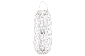 BOUGEOIR EN OSIER CRISTAL 34X34X80 BLANC PV214158 1