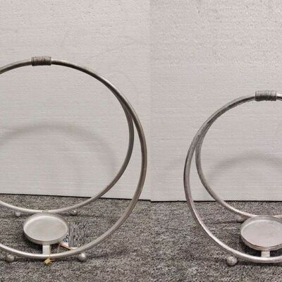 CANDLE HOLDER SET 2 METAL 38X16X38.5 SILVER PV213089