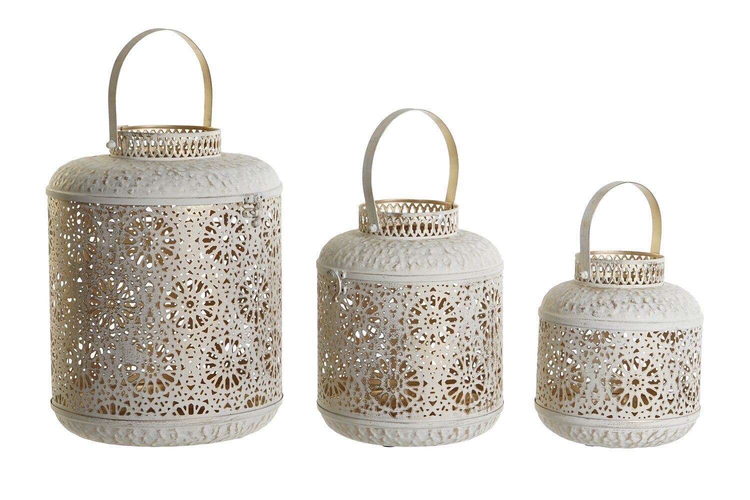 PORTACANDELE SET 3 METALLO 24X24X32 BIANCO PV208451