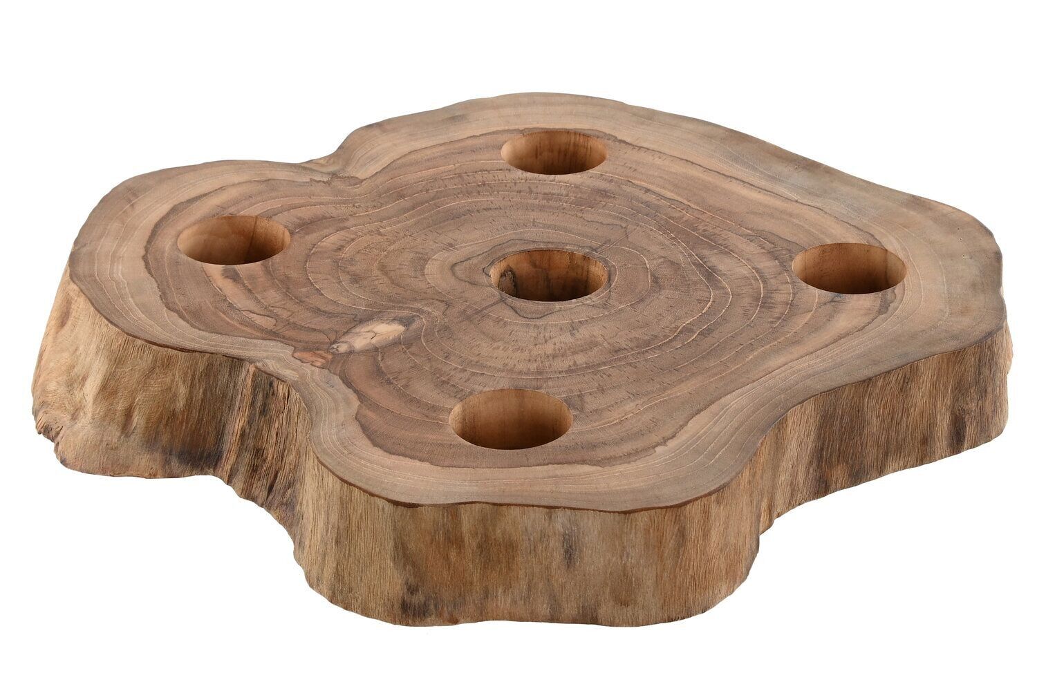 PORTACANDELE IN TEAK 30X30X5 5 FORI NATURALE LD213842