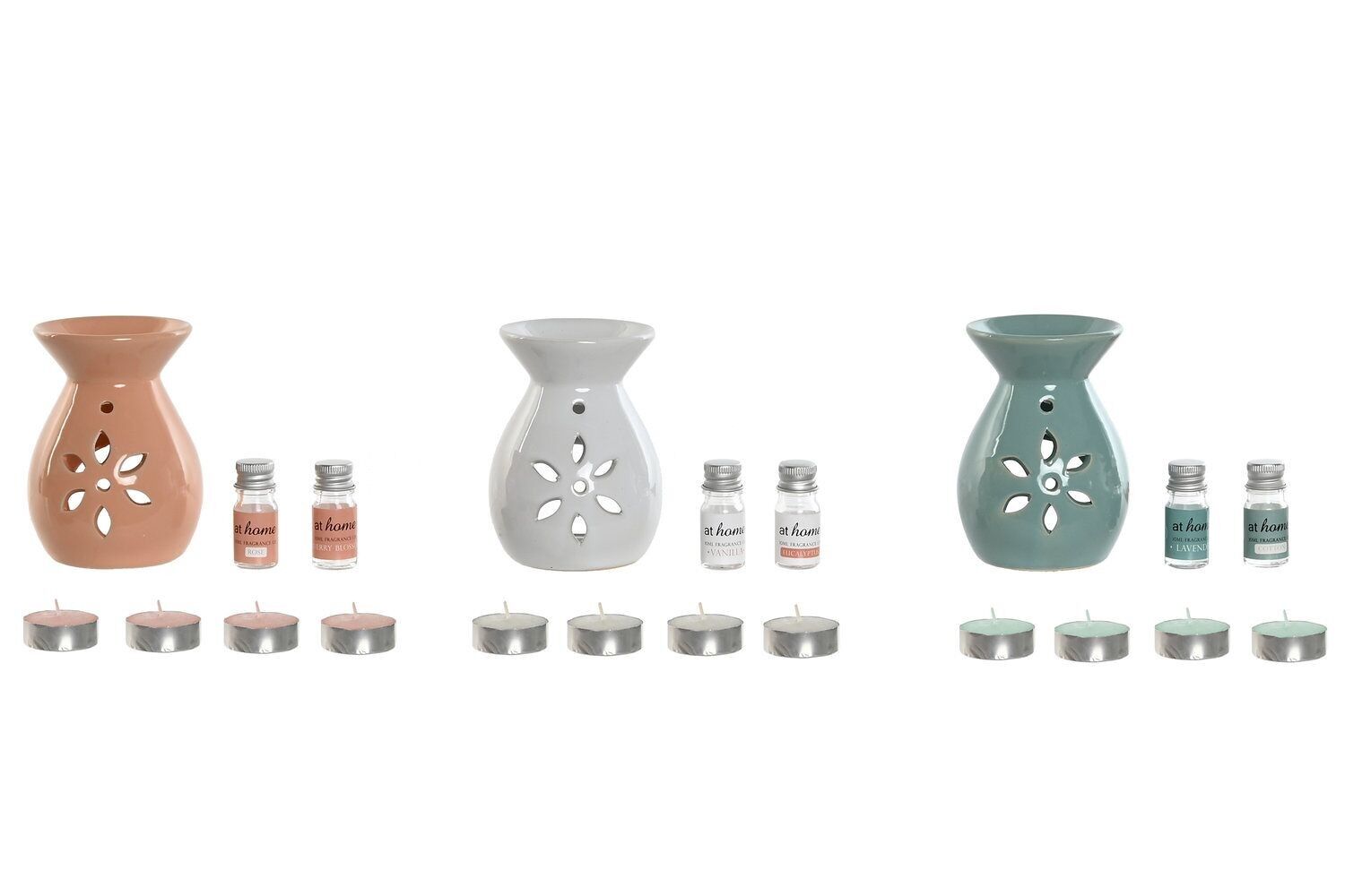 SET 7 BRUCIATORI CERAMICA 20X12X8 5 ML. CON 4 CANDELE DA212621